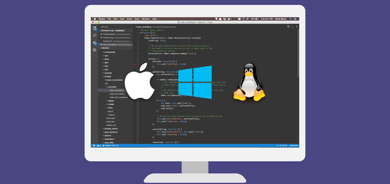 Visual Studio Code runs on Max OS X, Linux and Windows