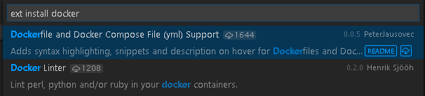 Select Docker extension