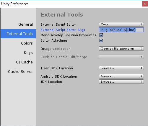 External Editor settings